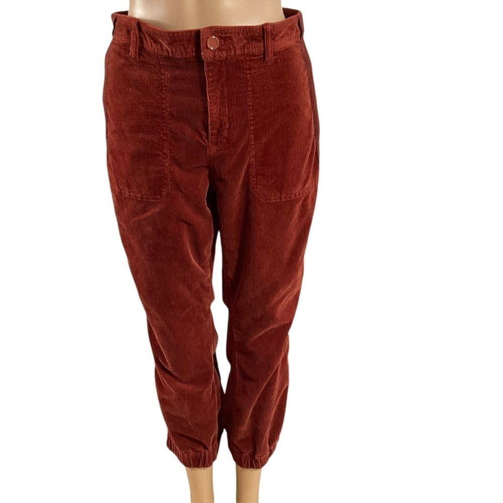Anthropologie The Richie Slim Joggers Corduroy Edition in Dark Brick size 10 - Picture 2 of 14